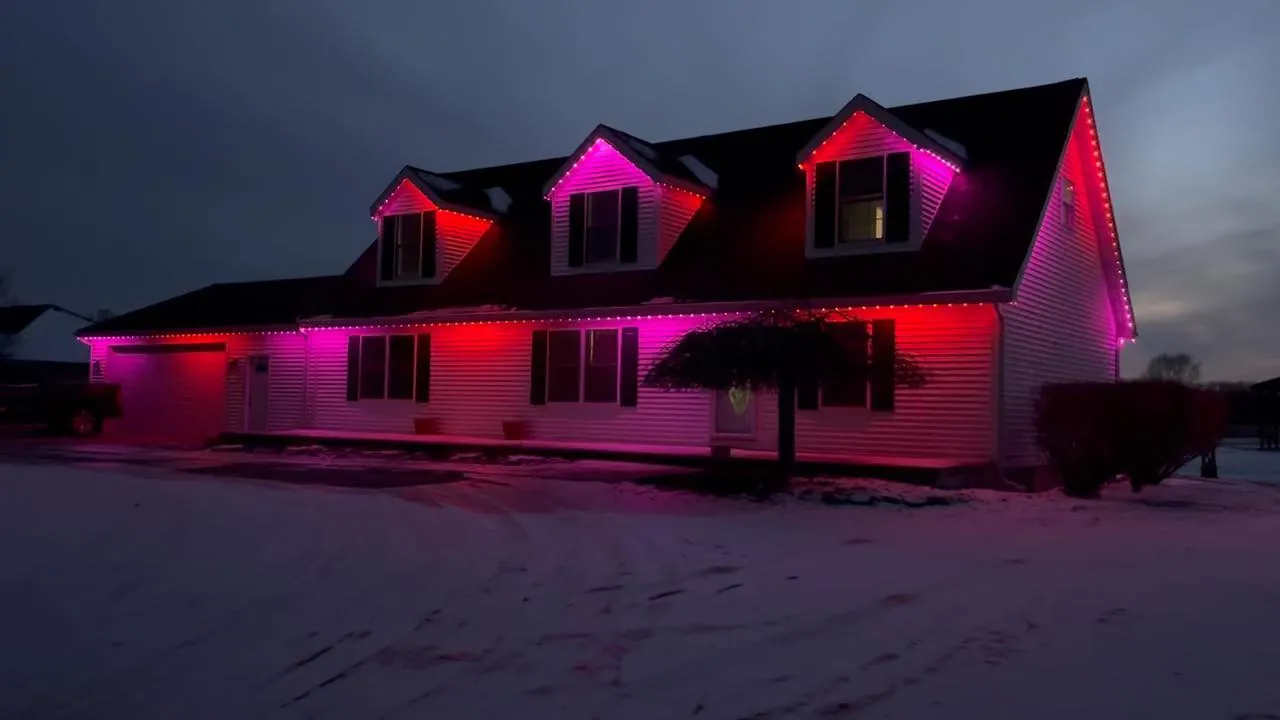 House with vibrant permanent lights
